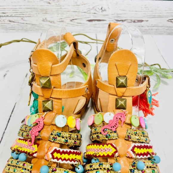 ELINA LINARDAKI Sandals - Beige  Ankle Strap Charm Flat Sandals - Picture 3 of 12